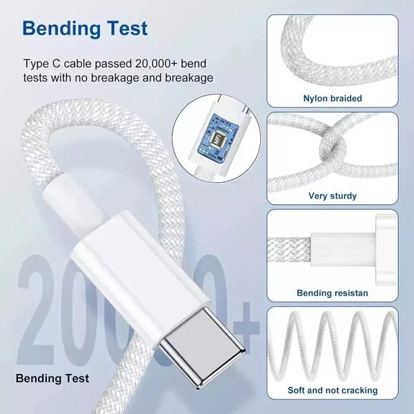 Braided USB C to C Cable TYPE-C To C Cable for iPhone 16 15 16Pro Max,Samsung 24