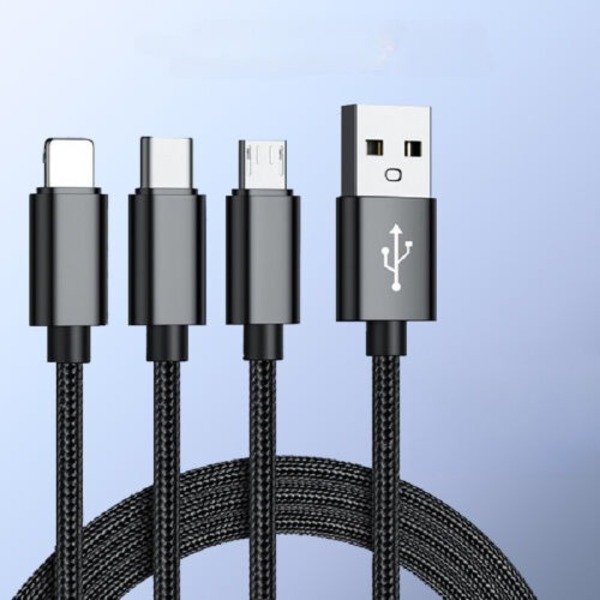 3 in 1 Multi USB Cable Fast Charger Type C 1.2m Lead For IOS, Samsung,Huawei