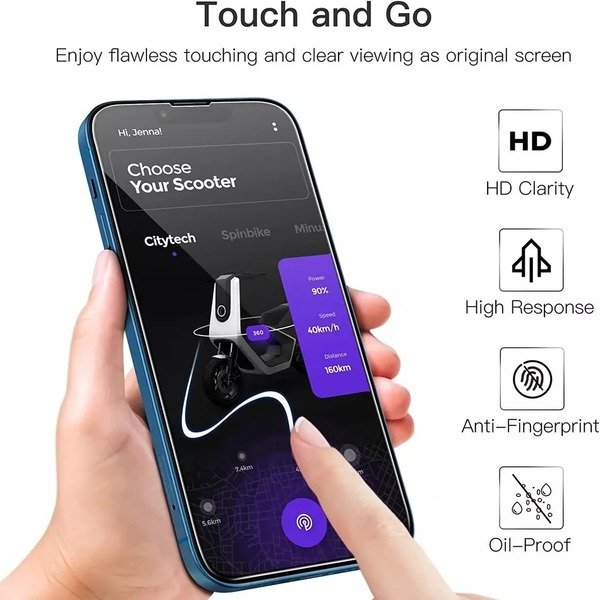 Tempered Glass Screen Protector iPhone 16 15 14 13 11 Pro Max Mini XS X XR Plus