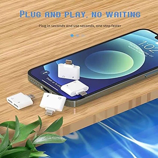 2in1 Adapter Splitter Dual Headphone Audio Charger For iPhone 14 13 12 11 PRO SE