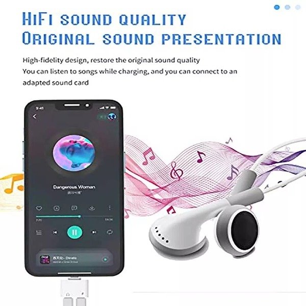 2in1 Adapter Splitter Dual Headphone Audio Charger For iPhone 14 13 12 11 PRO SE