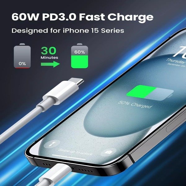Braided USB C to C 1M 2M iPhone 15,16,S24,S23 Charging Cable Cable Fast Charging