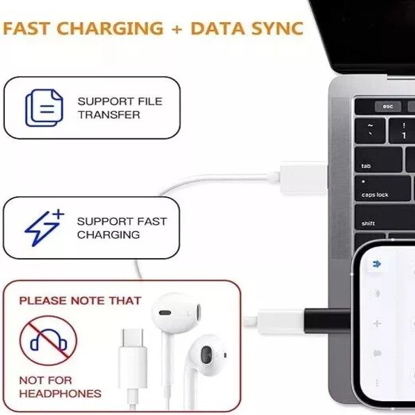 USB-C 3.1 Type C to iPhone 8pin port Adapter Converte Charger & Data Sync OTG UK