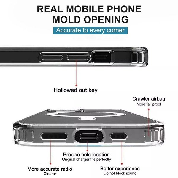 For iphone 16 15 12 13 14 Pro Max 11 SE2022 16Pro Mag Safe Clear Shockproof Case
