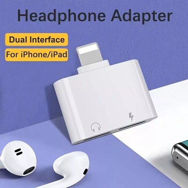 2in1 Adapter Splitter Dual Headphone Audio Charger For iPhone 14 13 12 11 PRO SE