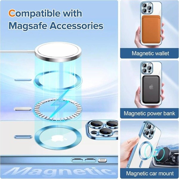 Clear Magnetic MagSafe Case For iphone 16 Pro Max,14 Pro,15,13 Pro Max,12,SE ,11