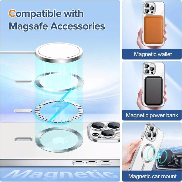 Clear Magnetic MagSafe Case For iphone 16 Pro Max,14 Pro,15,13 Pro Max,12,SE ,11