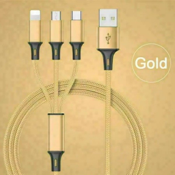 3 in 1 Multi USB Cable Fast Charger Type C 1.2m Lead For IOS, Samsung,Huawei