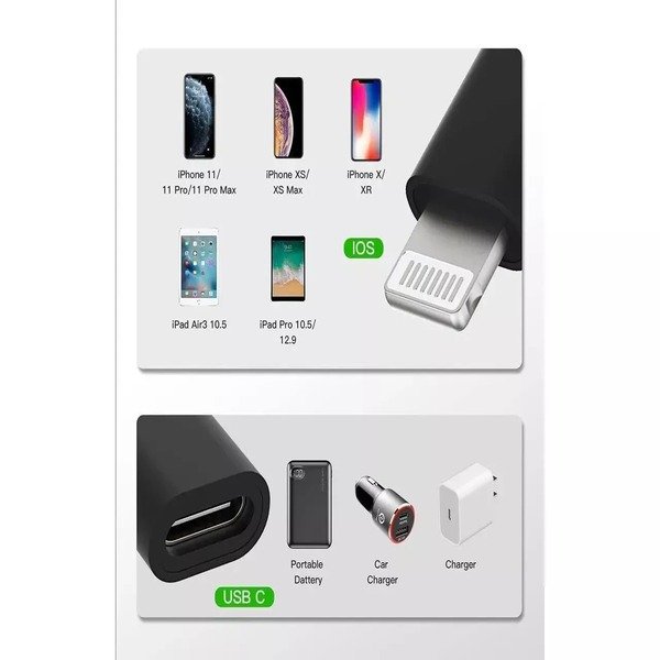 USB-C 3.1 Type C to iPhone 8pin port Adapter Converte Charger & Data Sync OTG UK