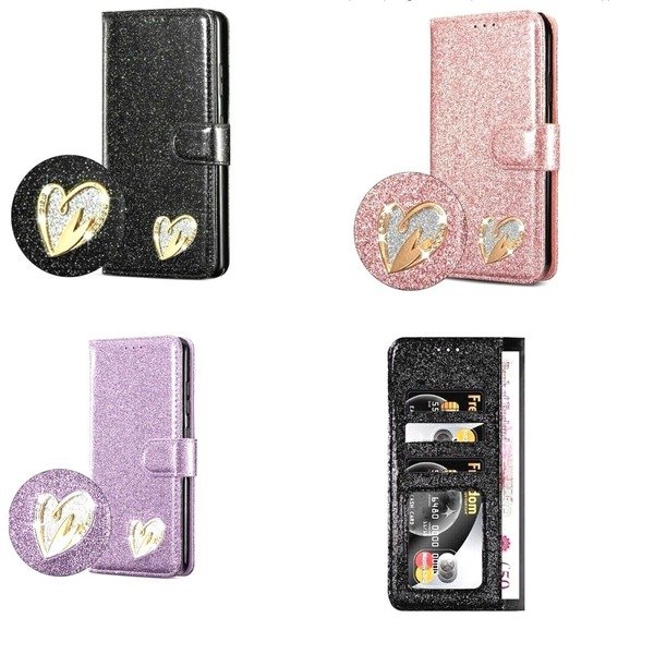 For Samsung S24 S23 S22 S20FE A15 A25 A35 A55 A14 Shiny Glitter Wallet Flip Case