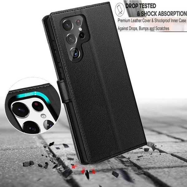 Leather Magnet Wallet Case for Samsung S24 S23 S22 S21 S24 FE S10 S9 S8 A15 A55