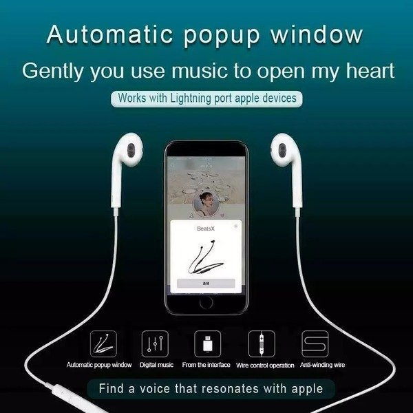Earphones With Mic Popup In Ear Headphones Earbuds for iPhone 14Pro 12 11 13 8