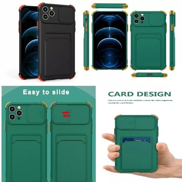 Wallet Card Bumper Silicone Case For iphone 13Pro Max 12Pro 11 7+ SE 2022 8+ Xs