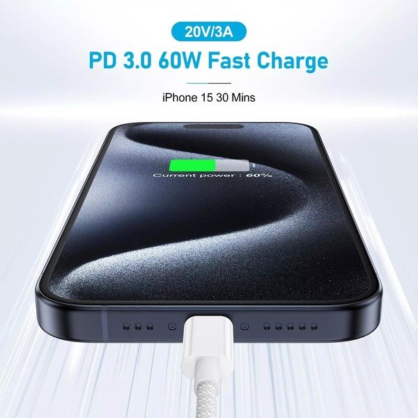 Braided USB C to C 1M 2M iPhone 15,16,S24,S23 Charging Cable Cable Fast Charging