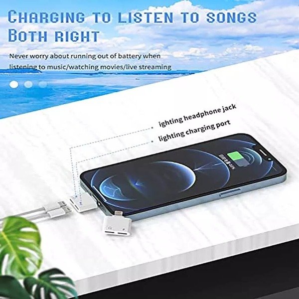 2in1 Adapter Splitter Dual Headphone Audio Charger For iPhone 14 13 12 11 PRO SE