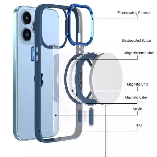 Magnetic Clear Acrylic Hard Case For iPhone 15 Pro 14 15 Pro Max 14 Pro 14+ 13