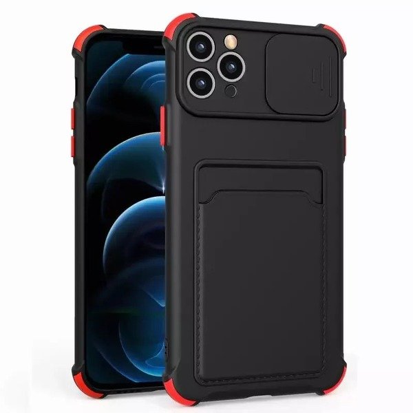 Wallet Card Bumper Silicone Slide Phone Case For iphone 13Pro Max 12Pro 11 7 SE