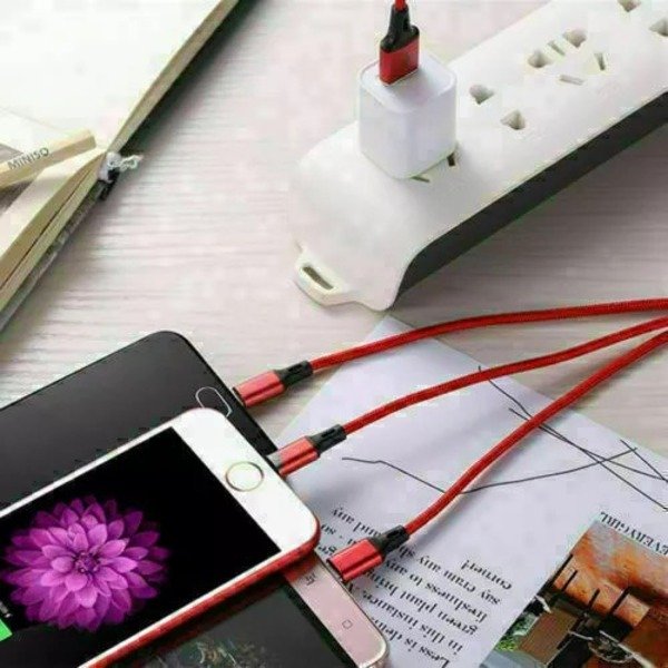 3 in 1 Multi USB Cable Fast Charger Type C 1.2m Lead For IOS, Samsung,Huawei