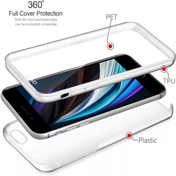 360° Front and Back Case For iPhone SE 2022 ,SE 2020 ,7,8,7+,8+,XR,XS MAX